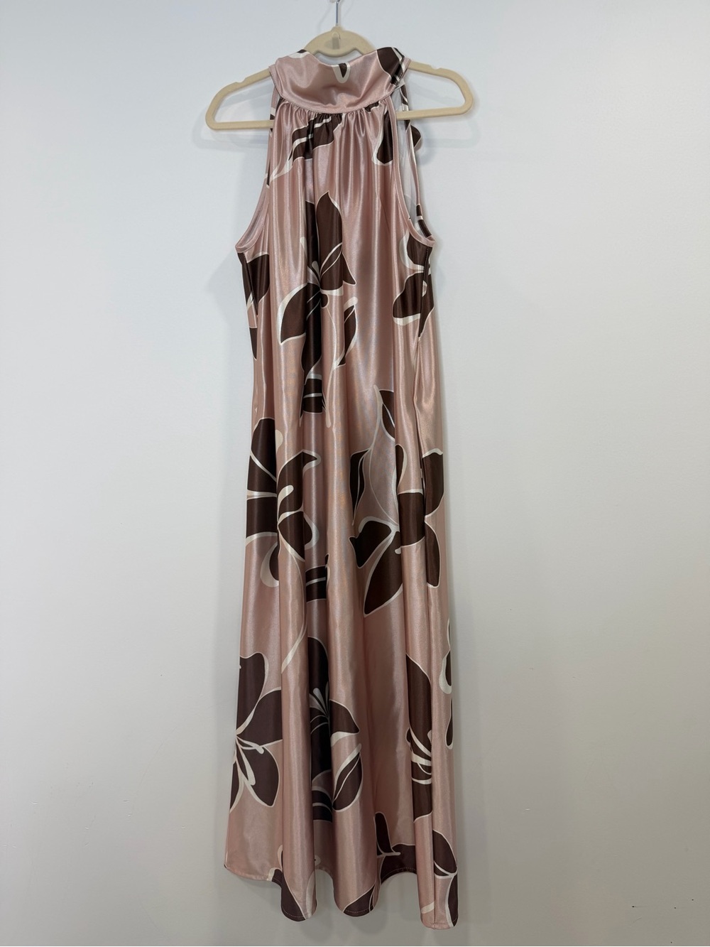 Pink Floral Halter Maxi Dress - Picture 2 of 3